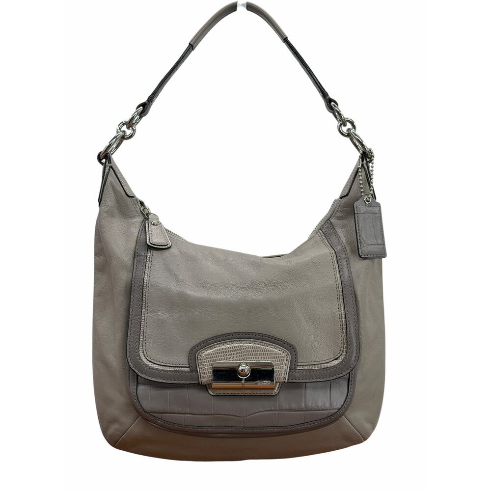 Coach Kristin Spectator Snake Purse Shoulder Bag Women's‎ Gray Croc Leather Luxe